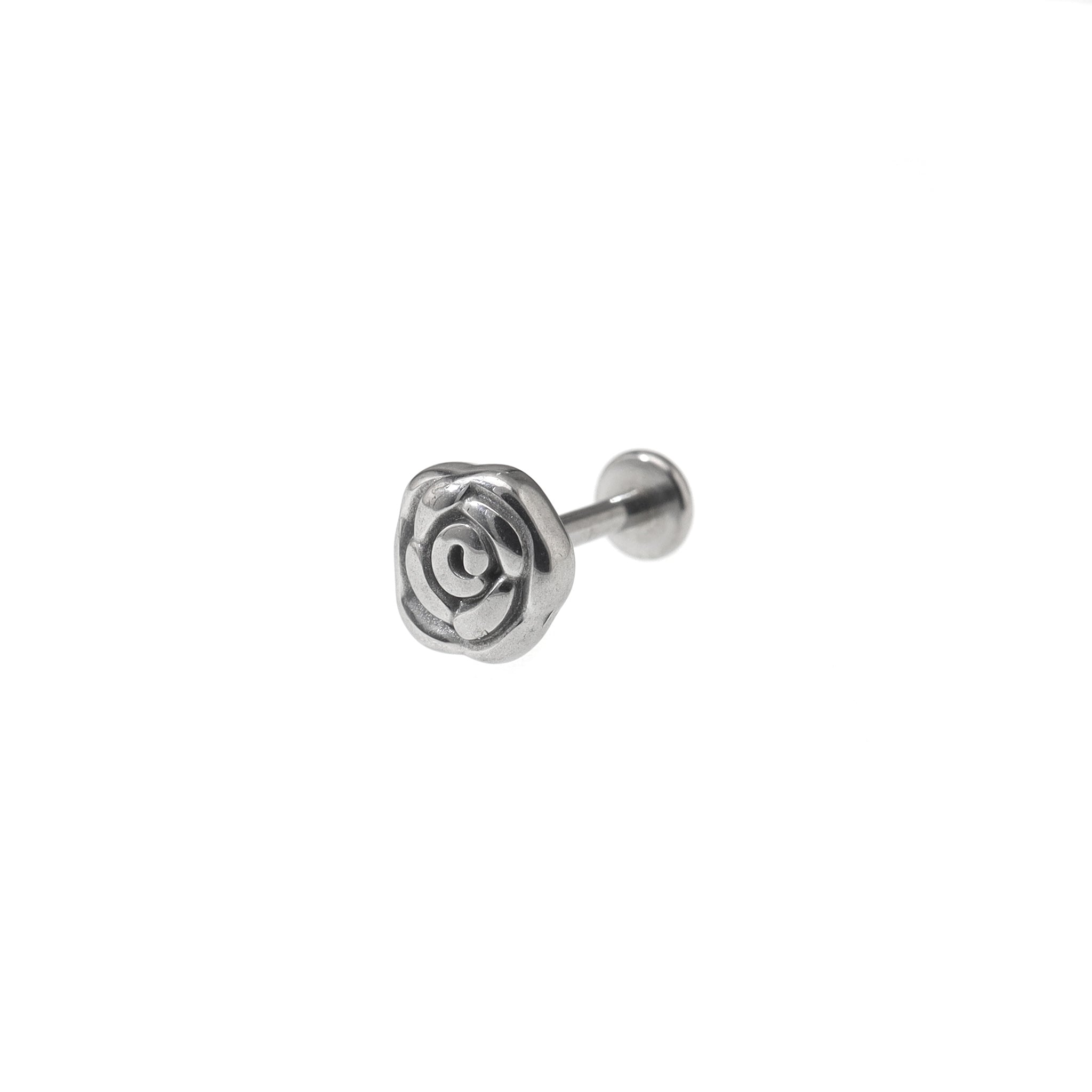 Rose Internally Threaded Stainless Steel Ear Studs