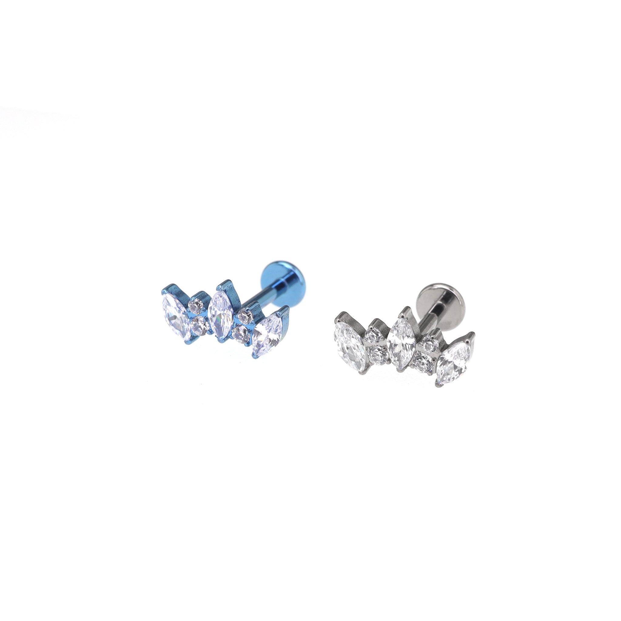Curved Fan Marquise-Cut CZ Titanium Ear Studs