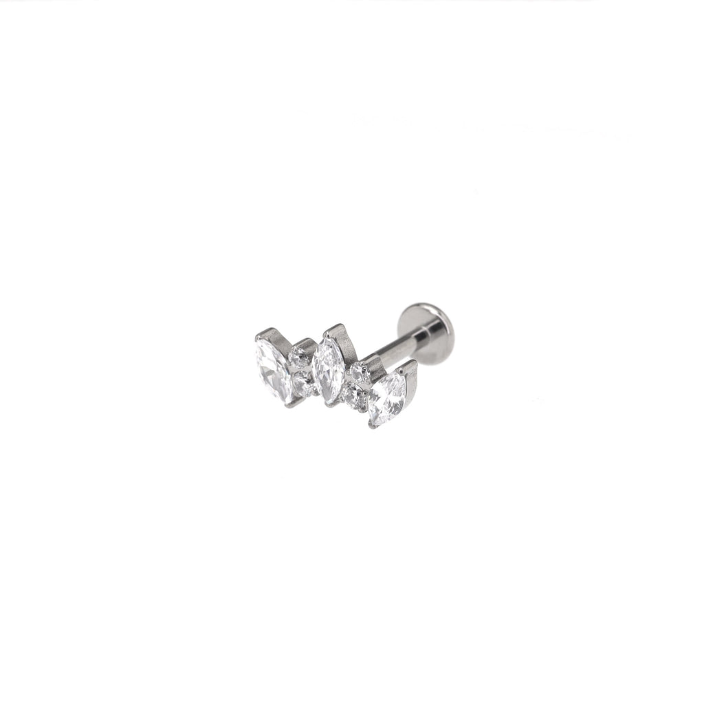 Curved Fan Marquise-Cut CZ Titanium Ear Studs