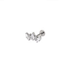 Curved Fan Marquise-Cut CZ Titanium Ear Studs