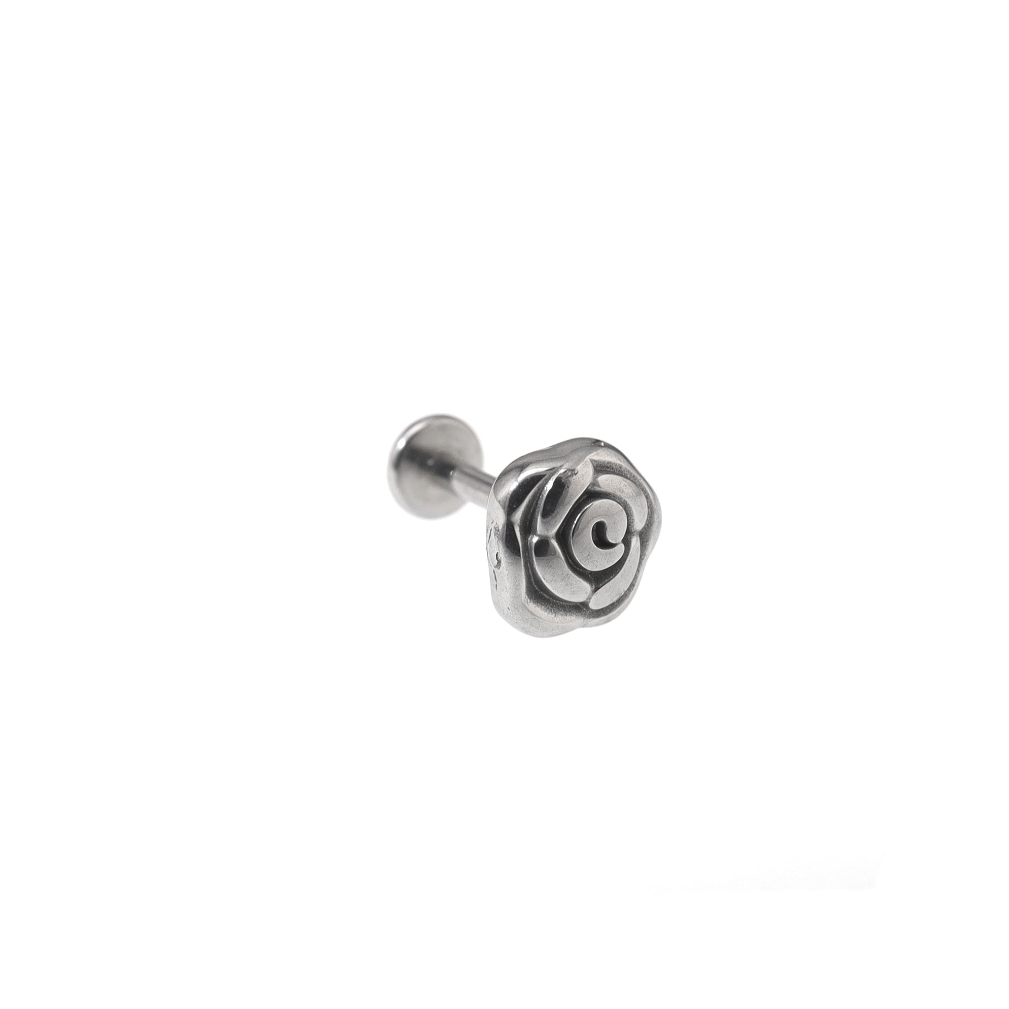 Rose Internally Threaded Stainless Steel Ear Studs