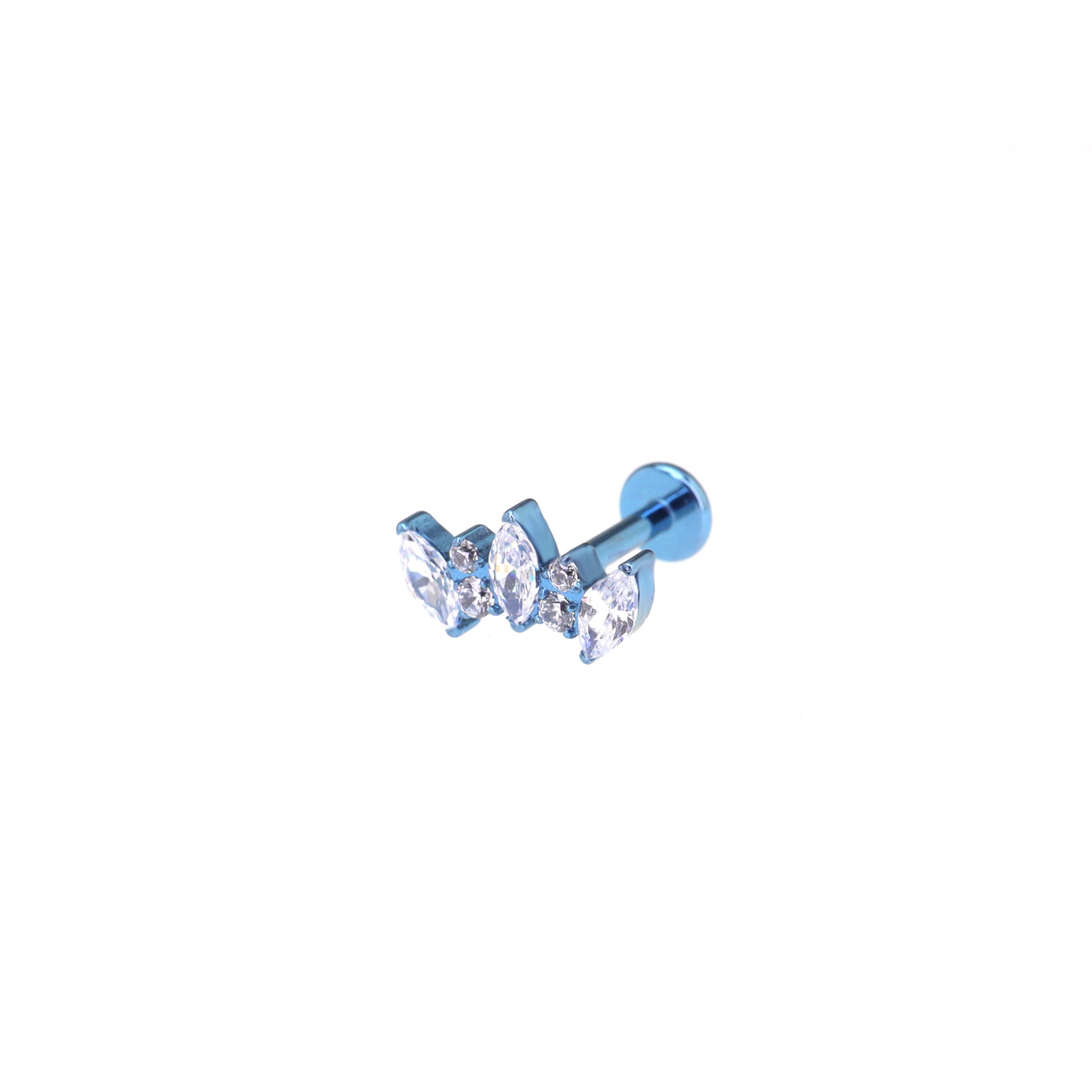 Curved Fan Marquise-Cut CZ Titanium Ear Studs