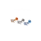 Openwork Fan Shape CZ Titanium Ear Studs