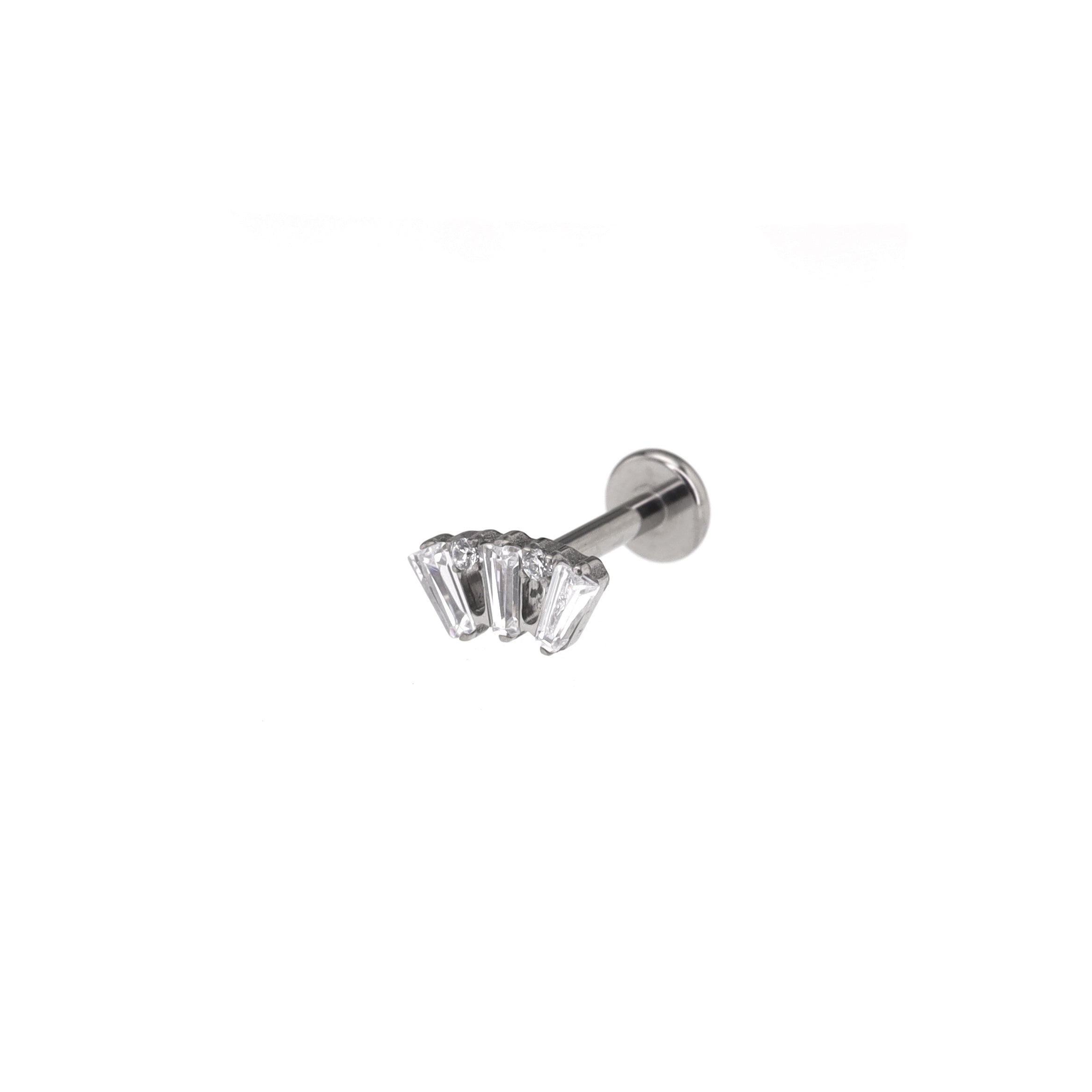 Openwork Fan Shape CZ Titanium Ear Studs
