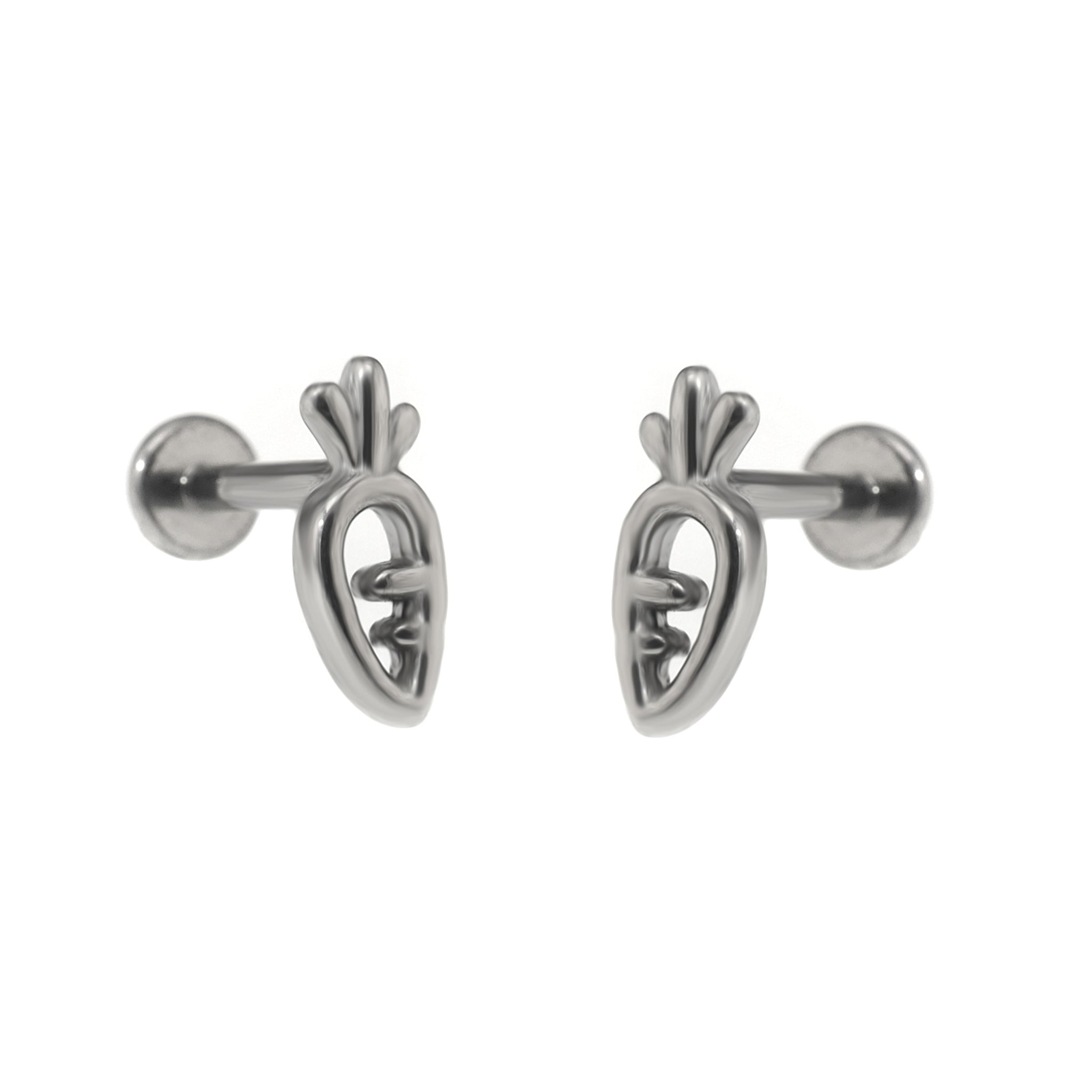 Carrot Internally Threaded Stainless Steel Ear Studs