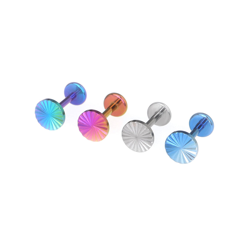 Engraved Line Circle Titanium Ear Studs