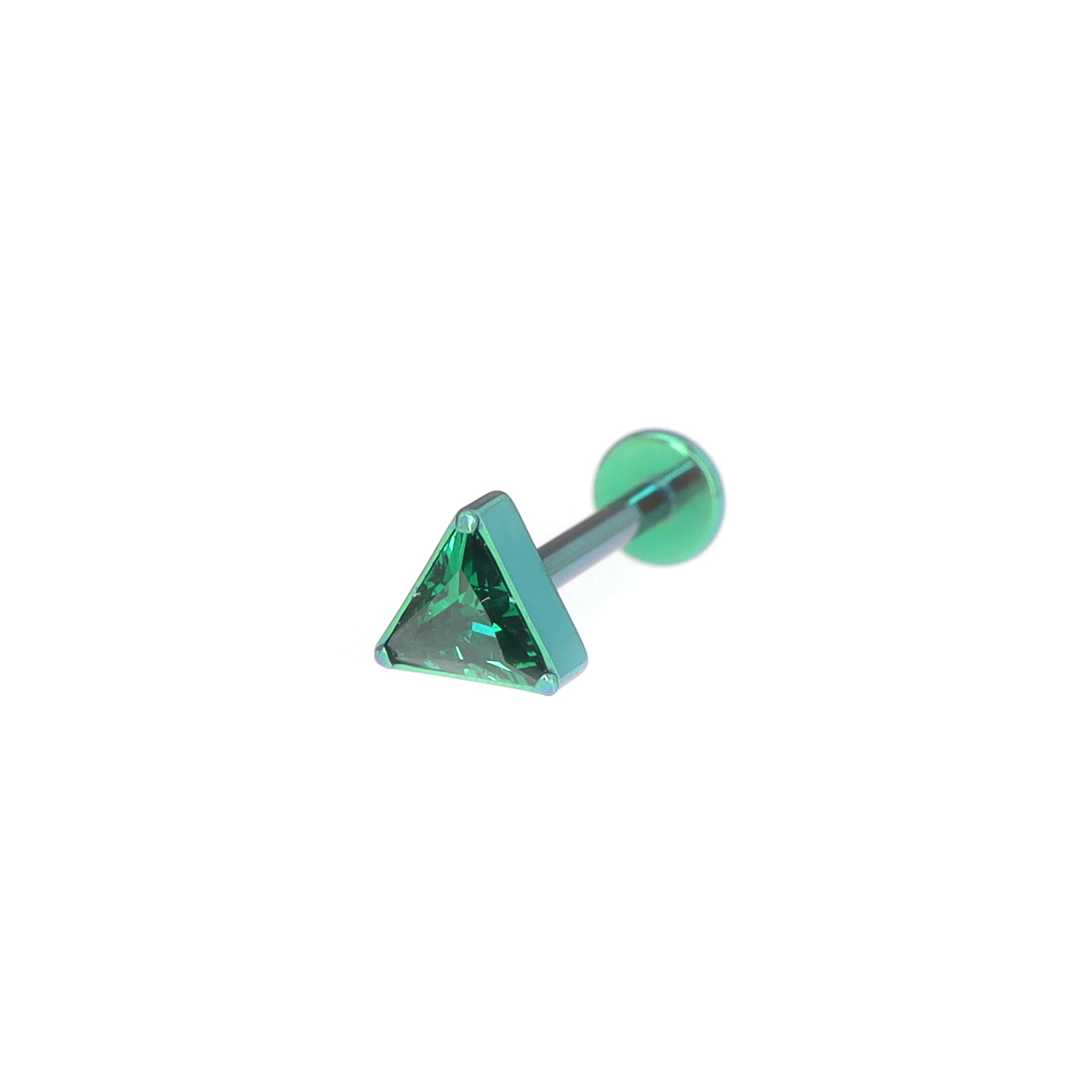 3D Triangle CZ Titanium Ear Studs