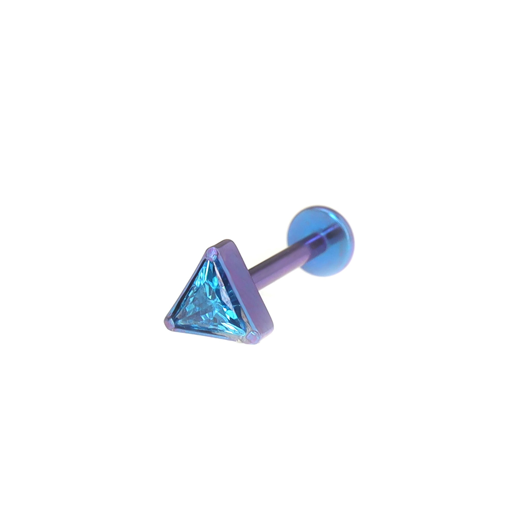 3D Triangle CZ Titanium Ear Studs