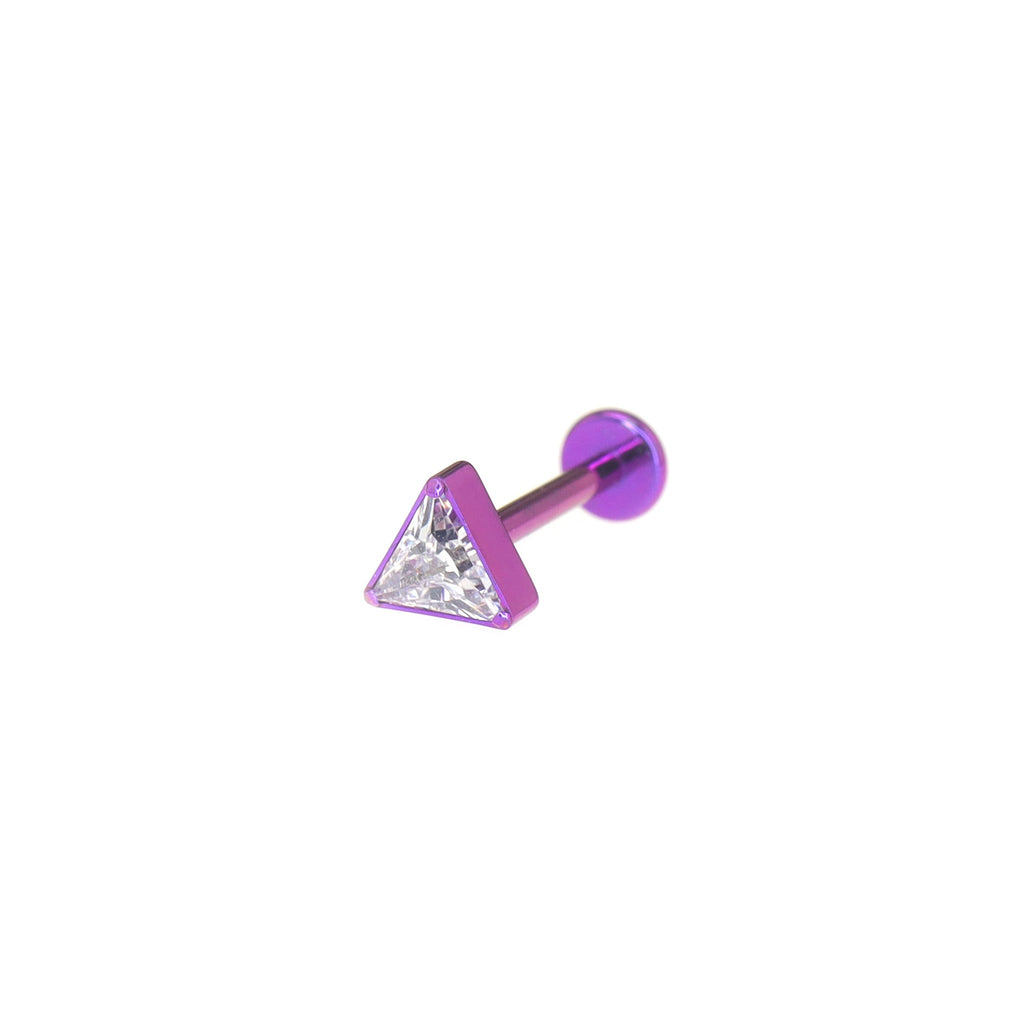 3D Triangle CZ Titanium Ear Studs