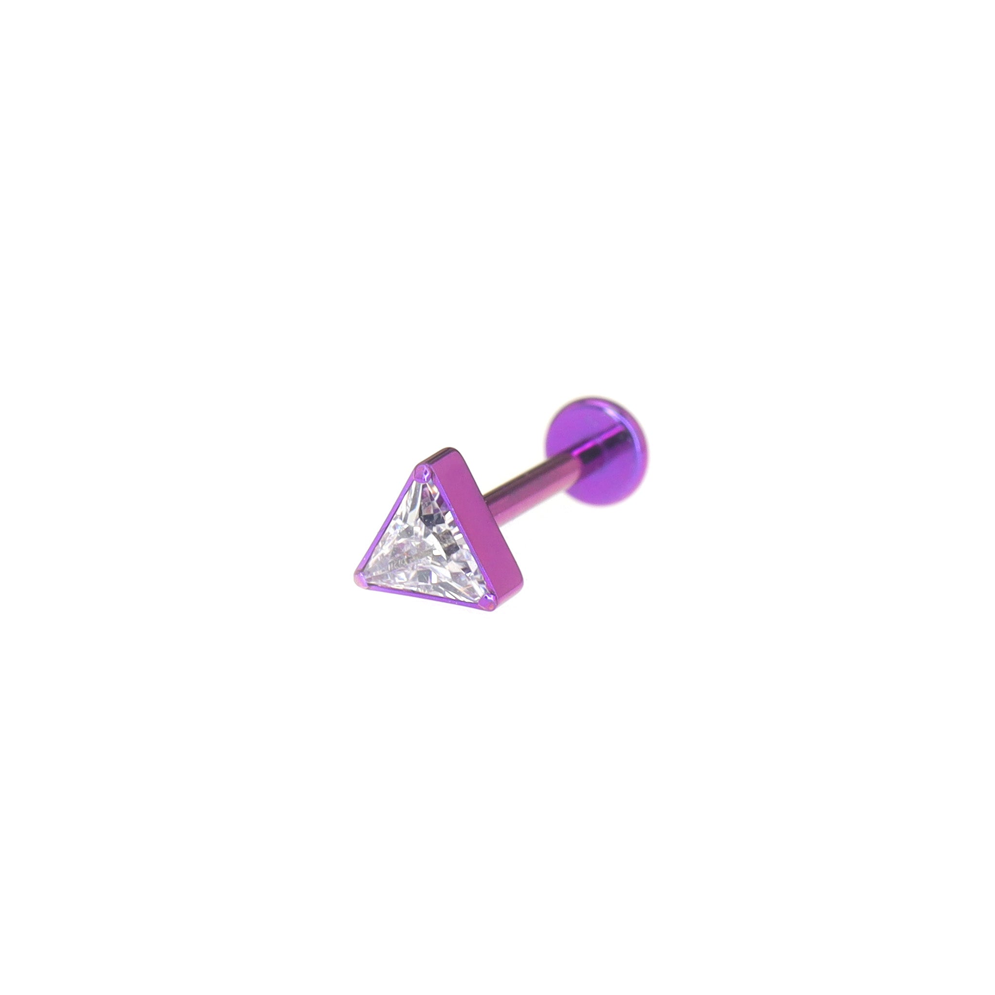 3D Triangle CZ Titanium Ear Studs