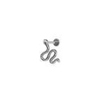 3D Cute Snake Stainless Steel Internally Threaded Ear Studs