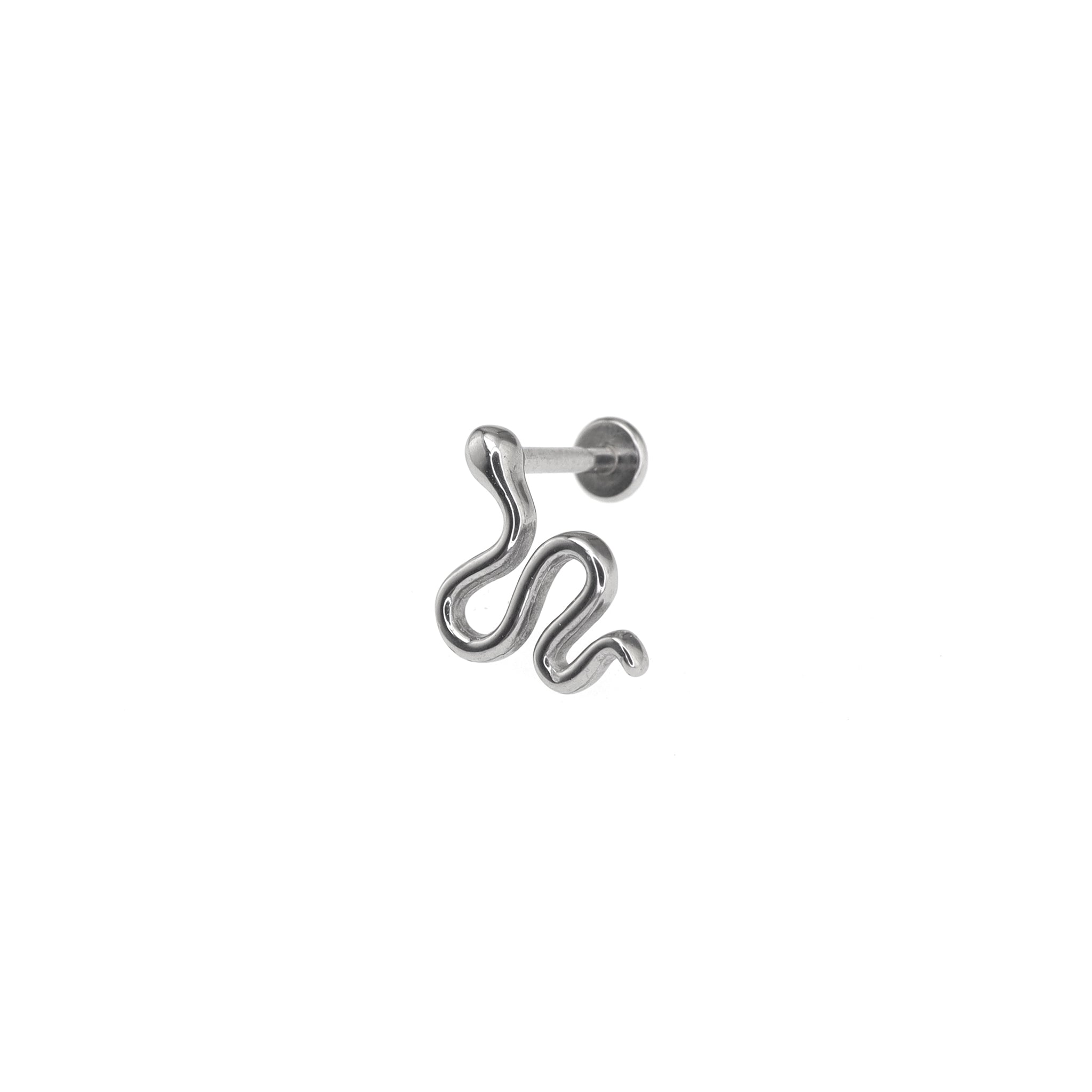 3D Cute Snake Stainless Steel Internally Threaded Ear Studs