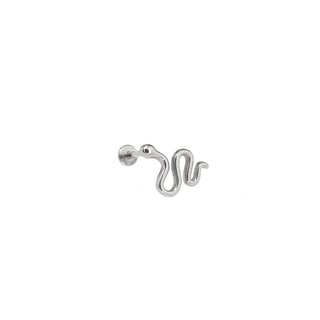 3D Cute Snake Stainless Steel Internally Threaded Ear Studs