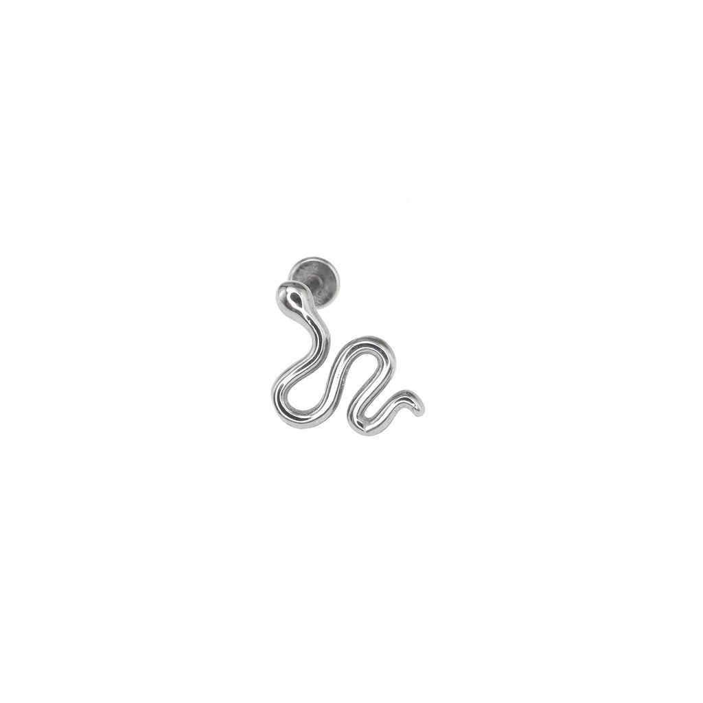3D Cute Snake Stainless Steel Internally Threaded Ear Studs