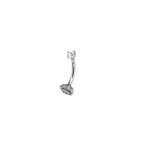 Single Rose & CZ Internally Threaded Stainless Steel Brow Studs