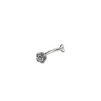 Single Rose & CZ Internally Threaded Stainless Steel Brow Studs