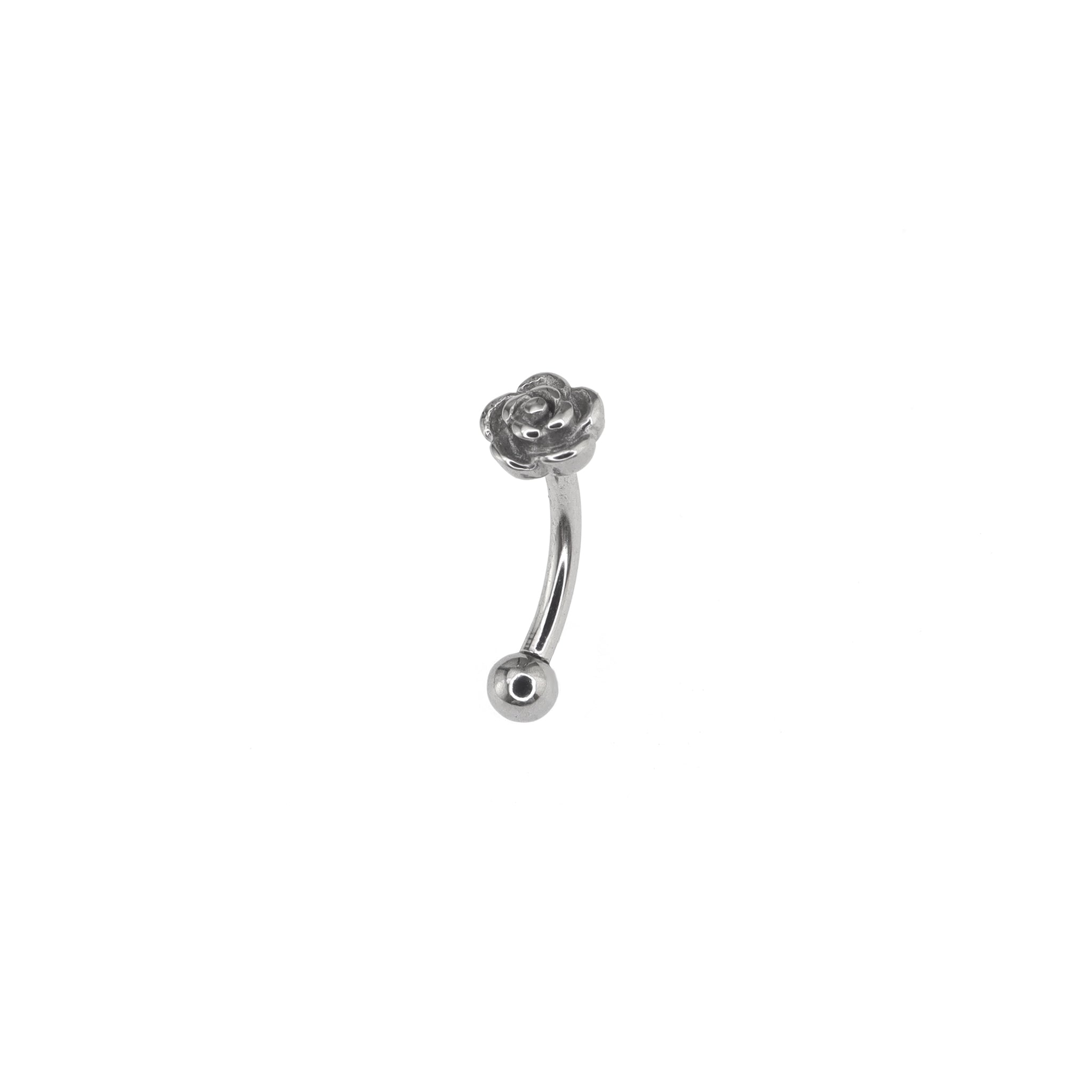 Single Rose & Ball Internally Threaded Stainless Steel Brow Studs