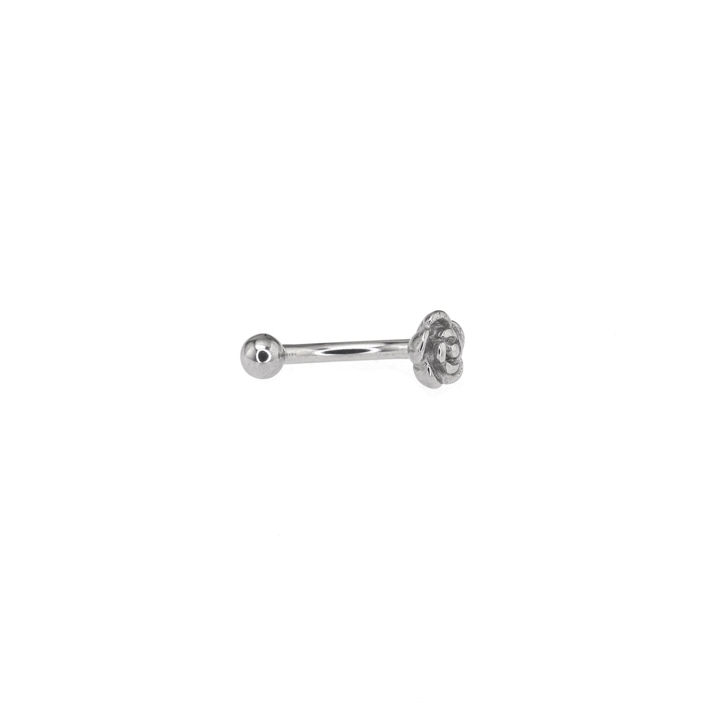 Single Rose & Ball Internally Threaded Stainless Steel Brow Studs