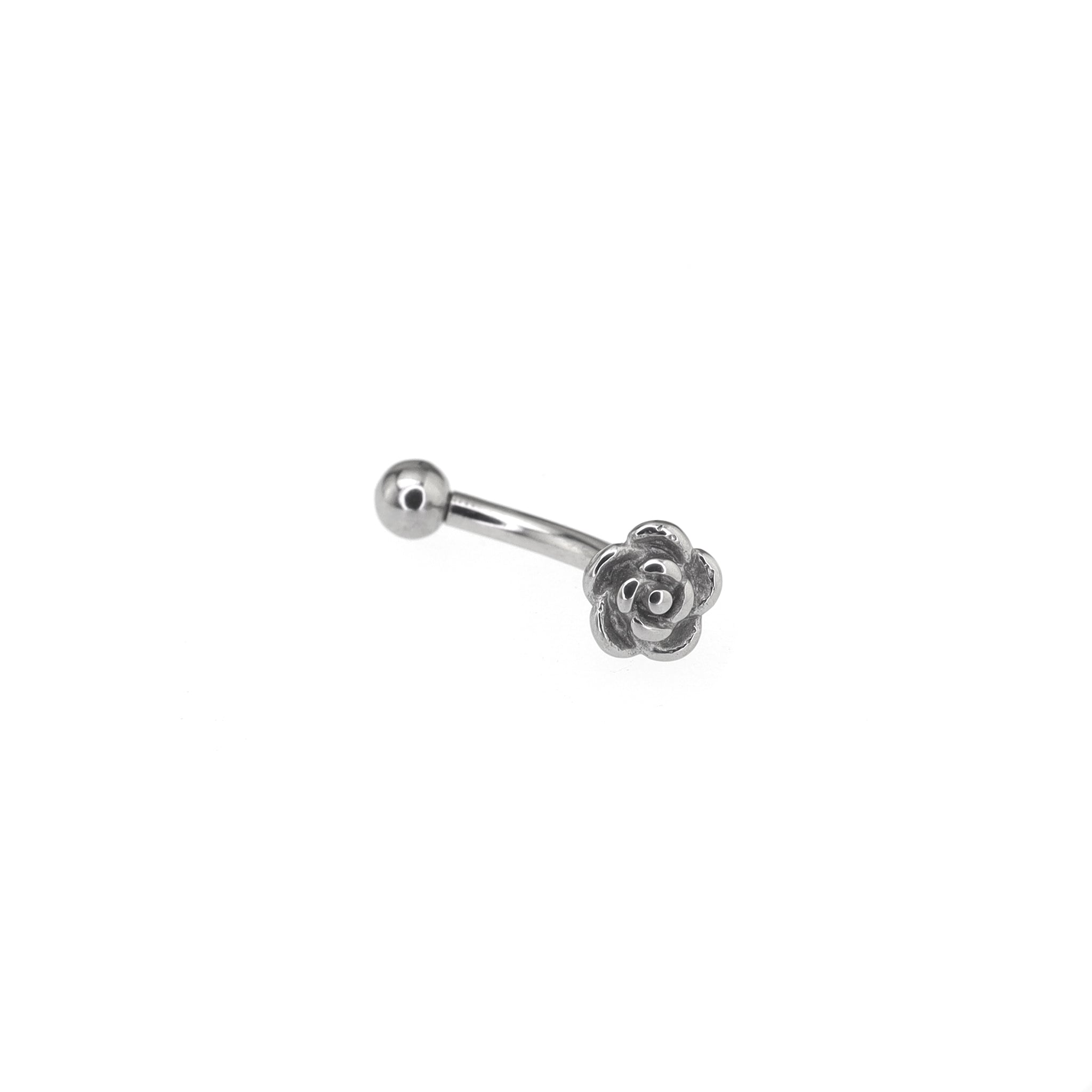 Single Rose & Ball Internally Threaded Stainless Steel Brow Studs