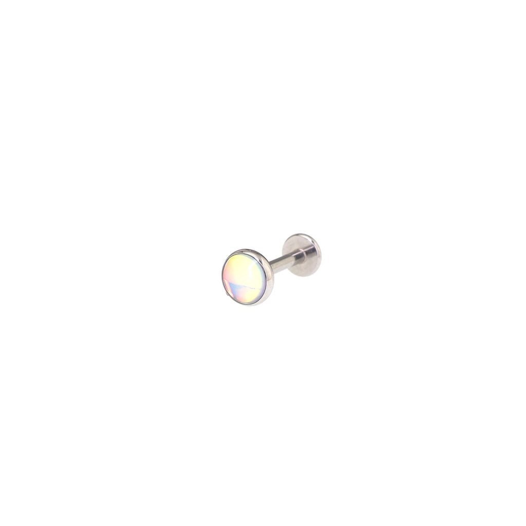 Resin Colorful Oil Slick Internally Threaded Stainless Steel Lip Ring