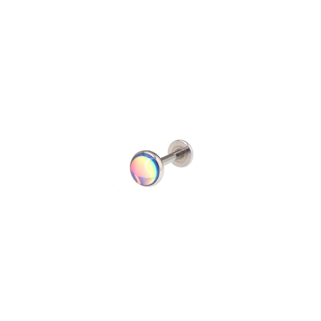 Resin Colorful Oil Slick Internally Threaded Stainless Steel Lip Ring
