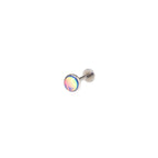 Resin Colorful Oil Slick Internally Threaded Stainless Steel Lip Ring