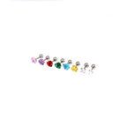 Thin Needle Heart CZ Stainless Steel Ear Studs