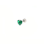 Thin Needle Heart CZ Stainless Steel Ear Studs