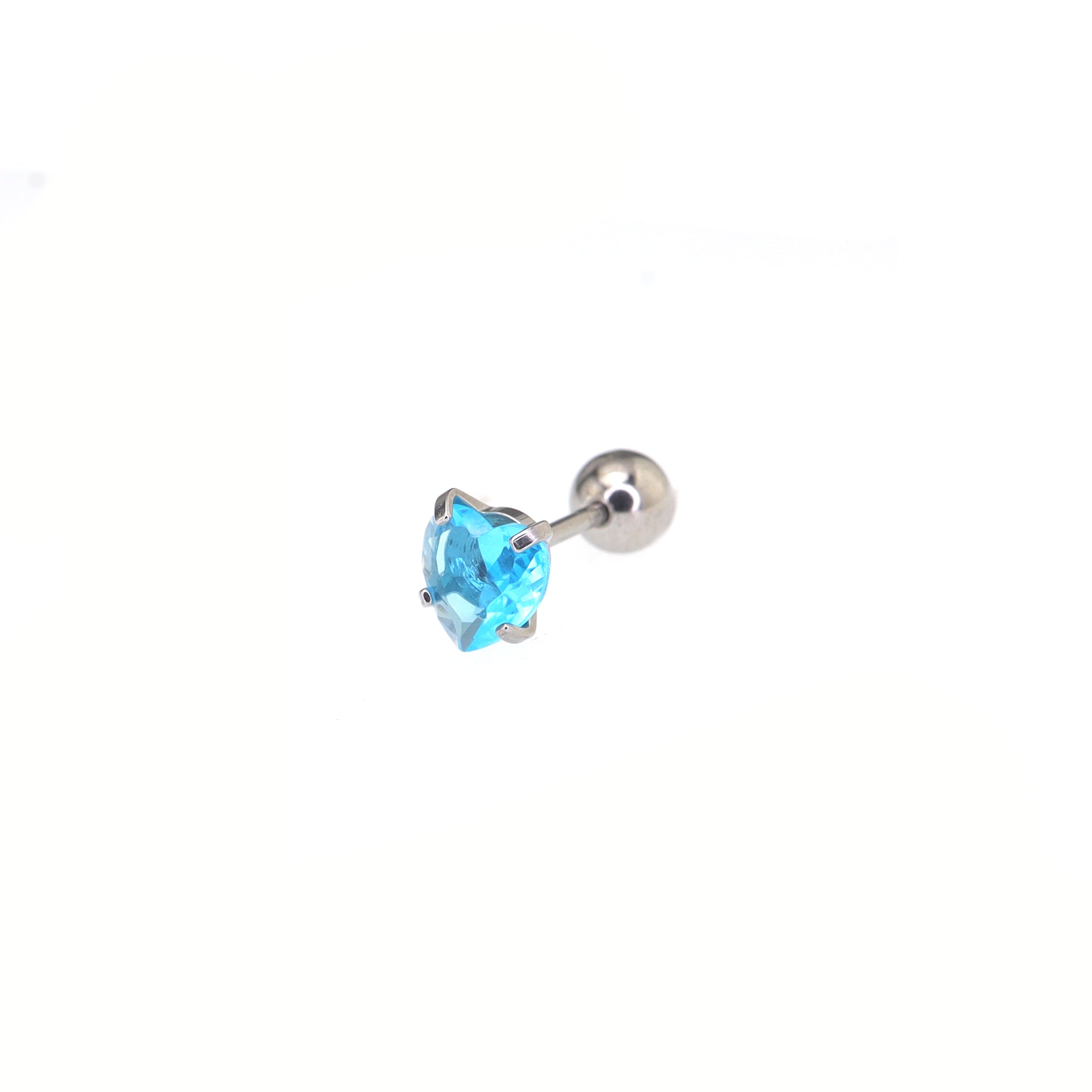 Thin Needle Heart CZ Stainless Steel Ear Studs