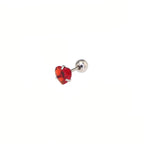 Thin Needle Heart CZ Stainless Steel Ear Studs
