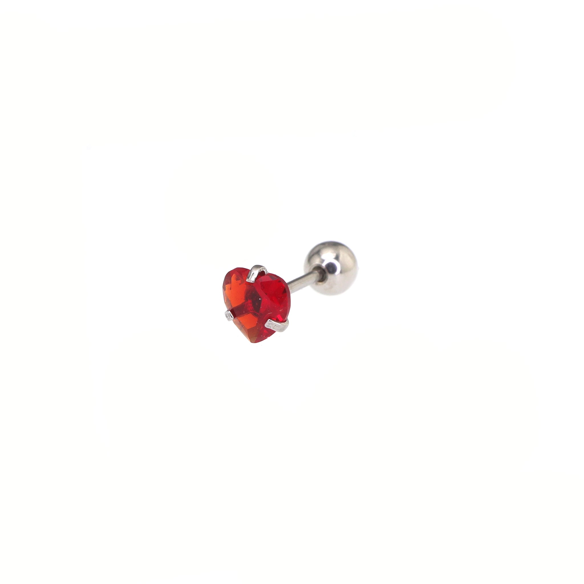 Thin Needle Heart CZ Stainless Steel Ear Studs