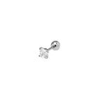 Thin Needle Heart CZ Stainless Steel Ear Studs