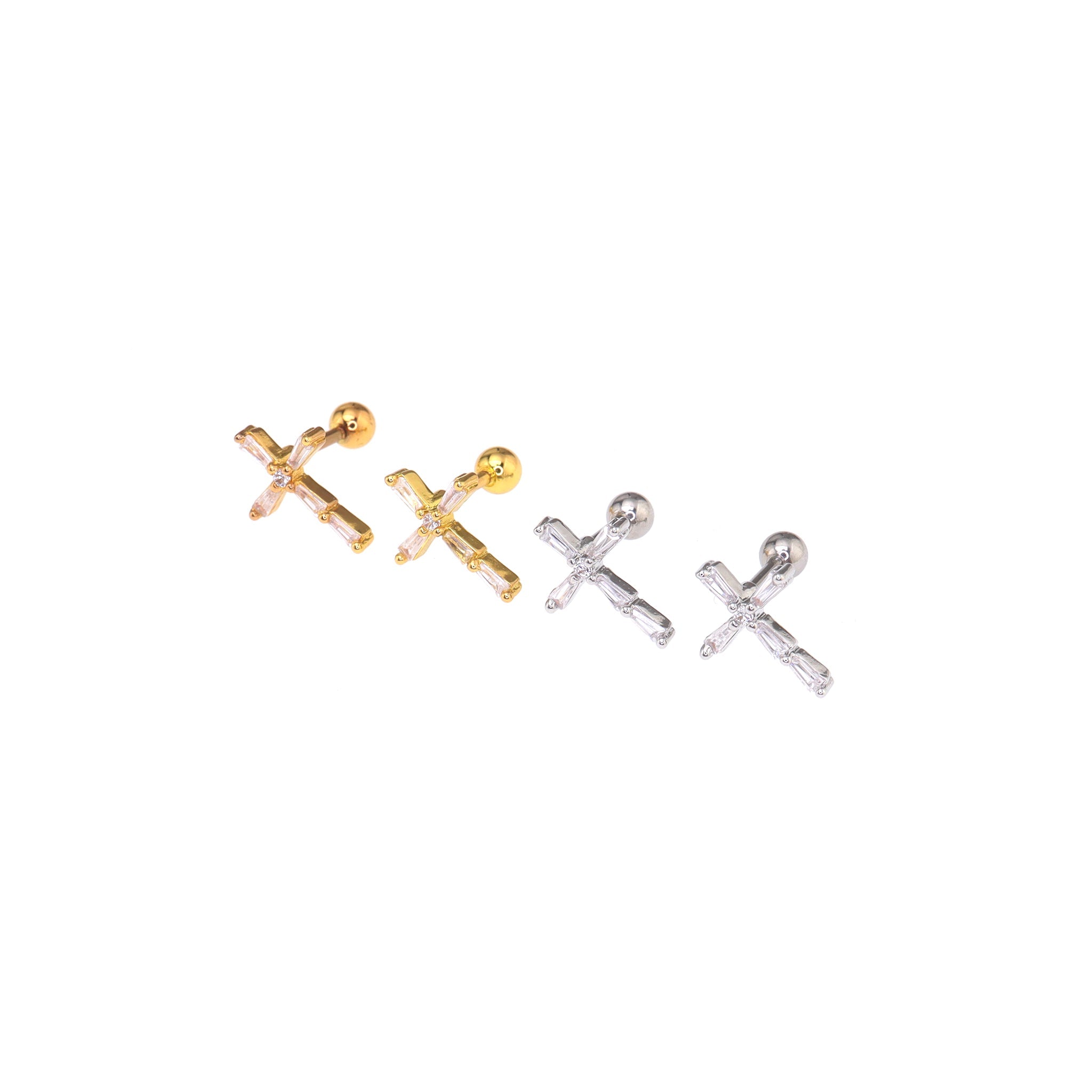 CZ Cross Stainless Steel Ear Studs