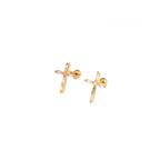 CZ Cross Stainless Steel Ear Studs
