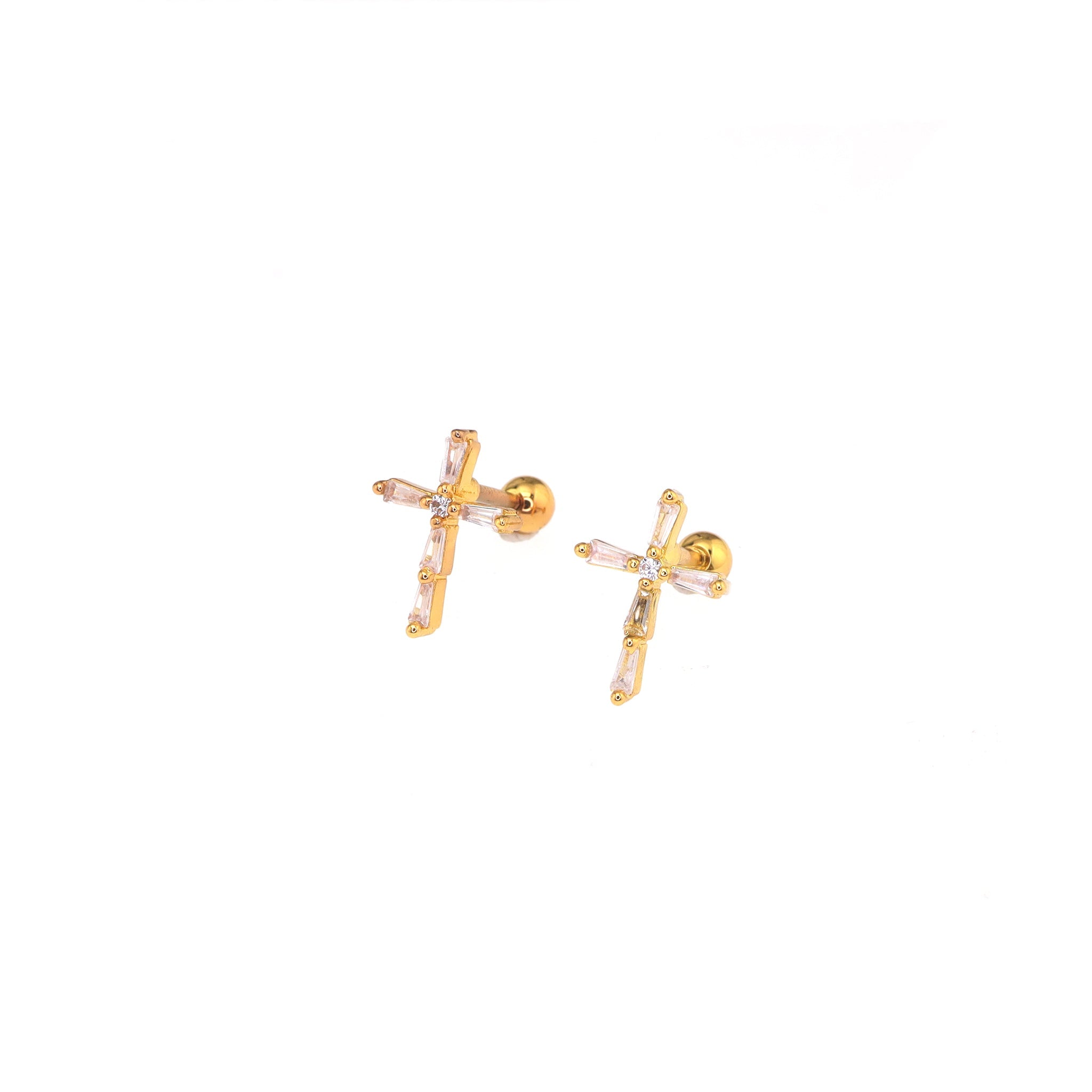 CZ Cross Stainless Steel Ear Studs