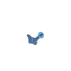Engraved Butterfly Internally Threaded Titanium Labret Stud