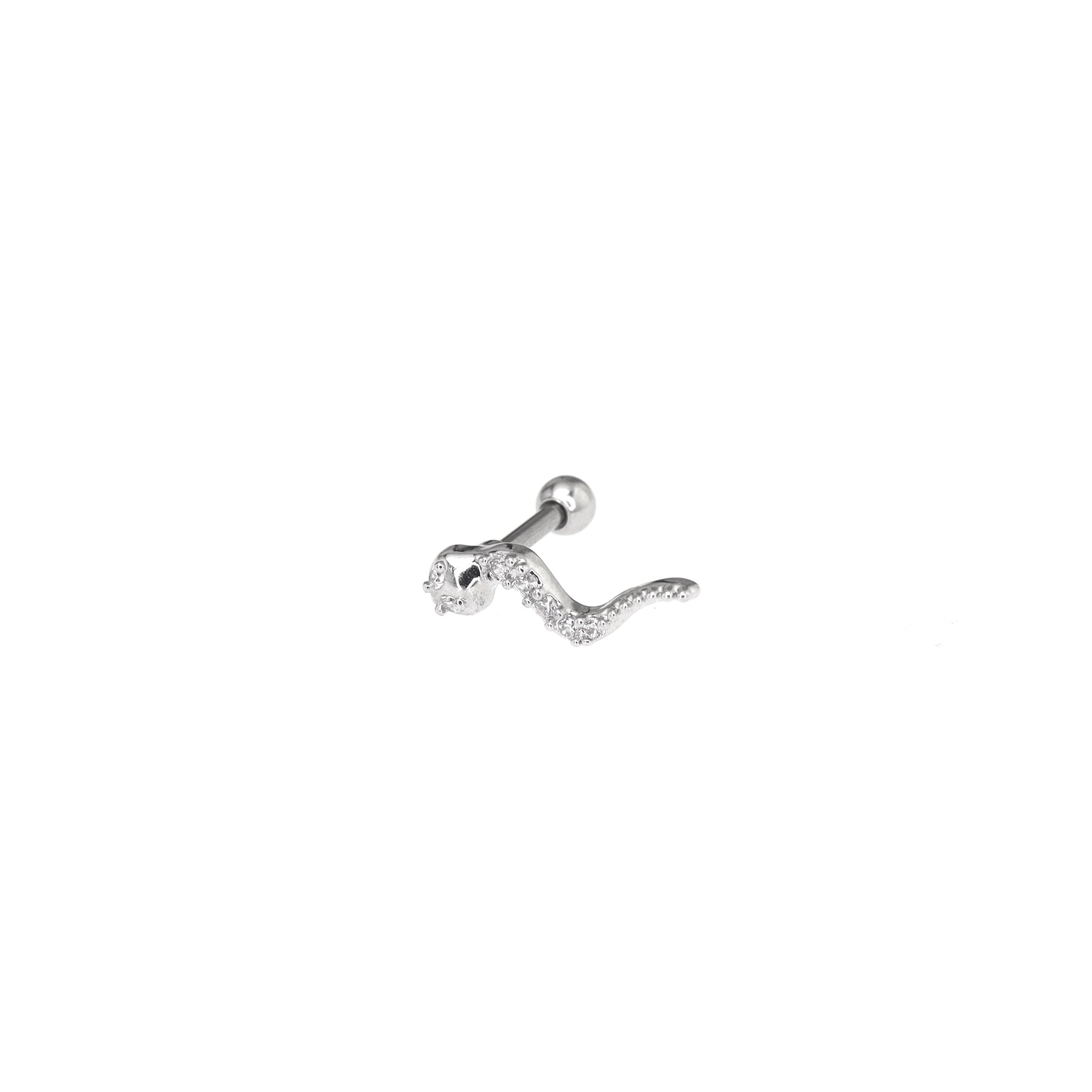 CZ Curved Serpent Stainless Steel Ear Studs