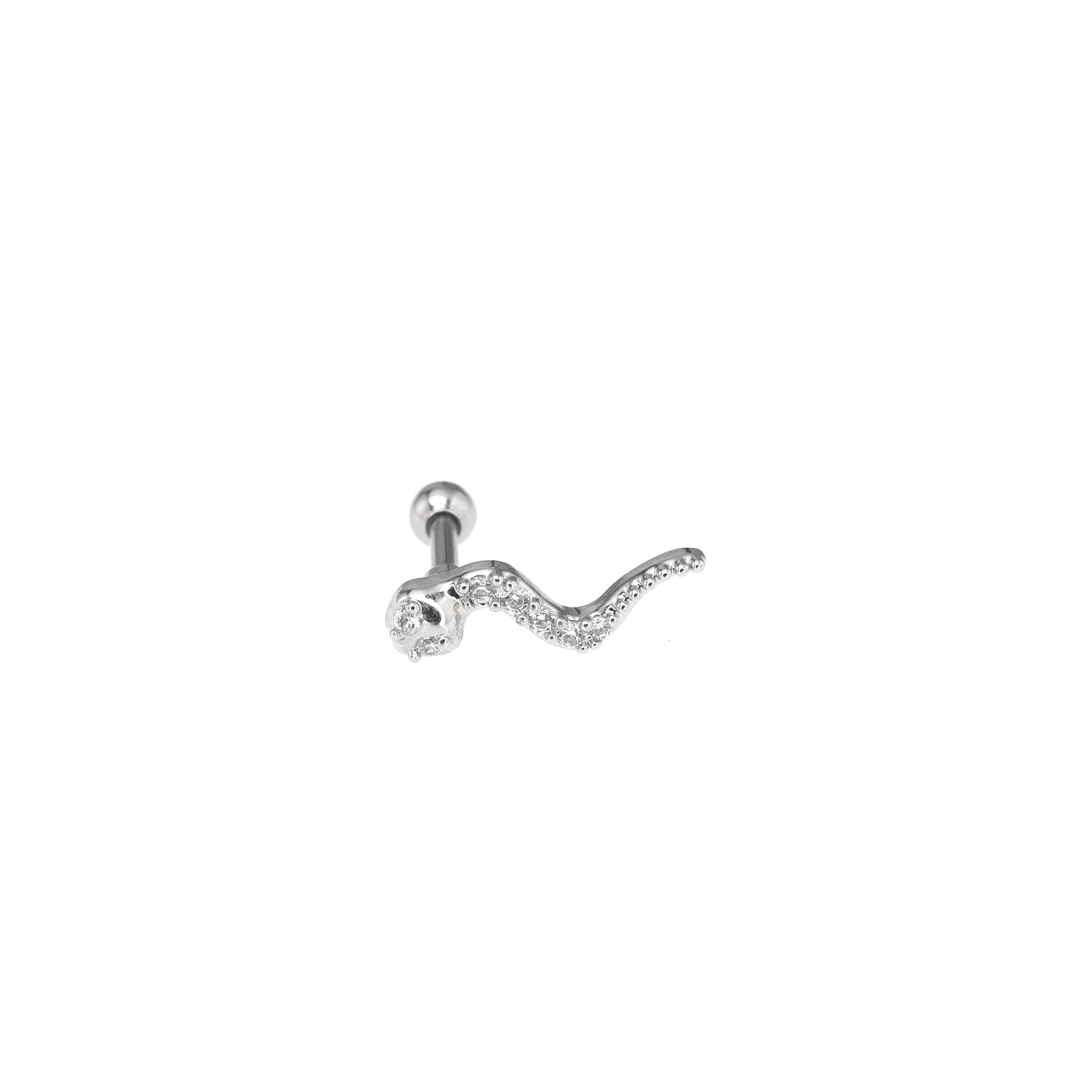 CZ Curved Serpent Stainless Steel Ear Studs