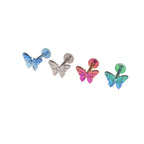 Engraved Butterfly Internally Threaded Titanium Ear Studs
