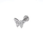 Engraved Butterfly Internally Threaded Titanium Ear Studs