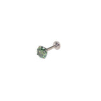 High Shine Green Moissanite Internally Threaded Titanium Stud