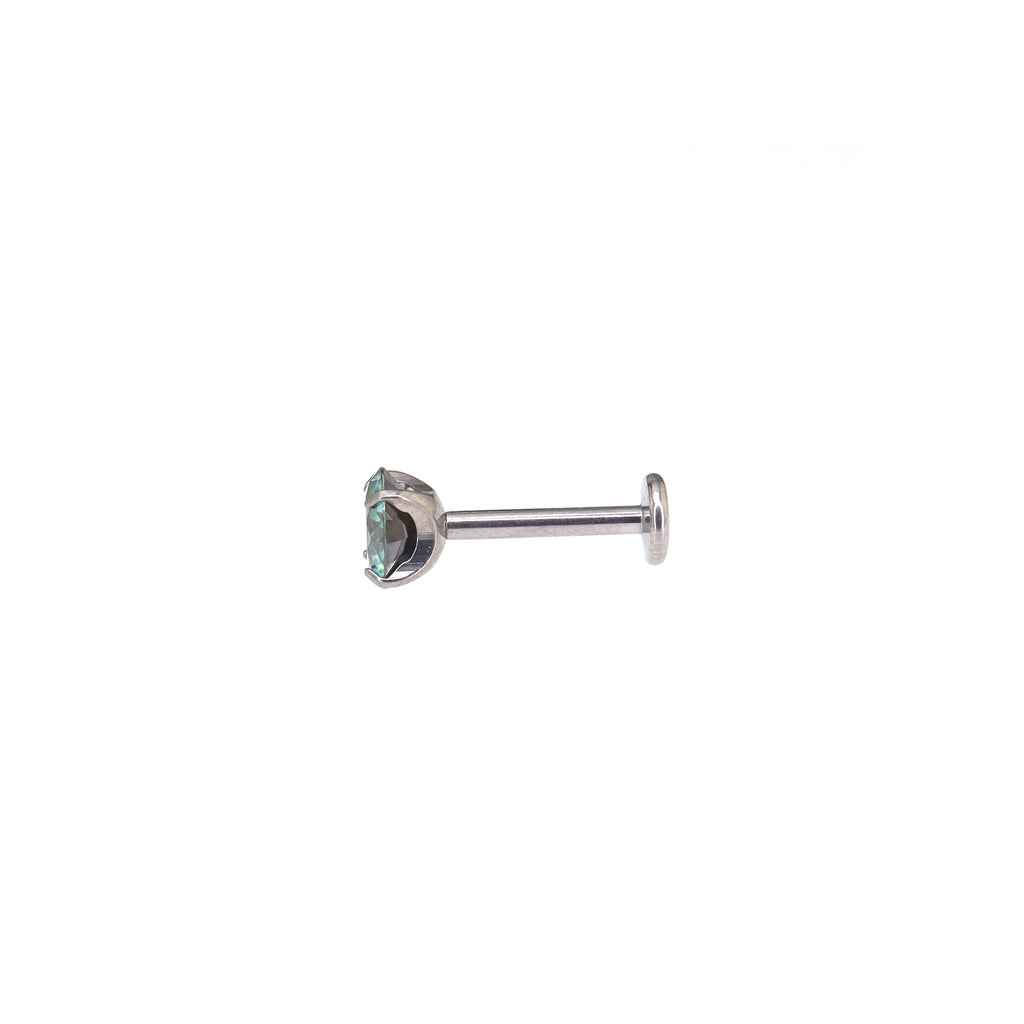 High Shine Green Moissanite Internally Threaded Titanium Stud
