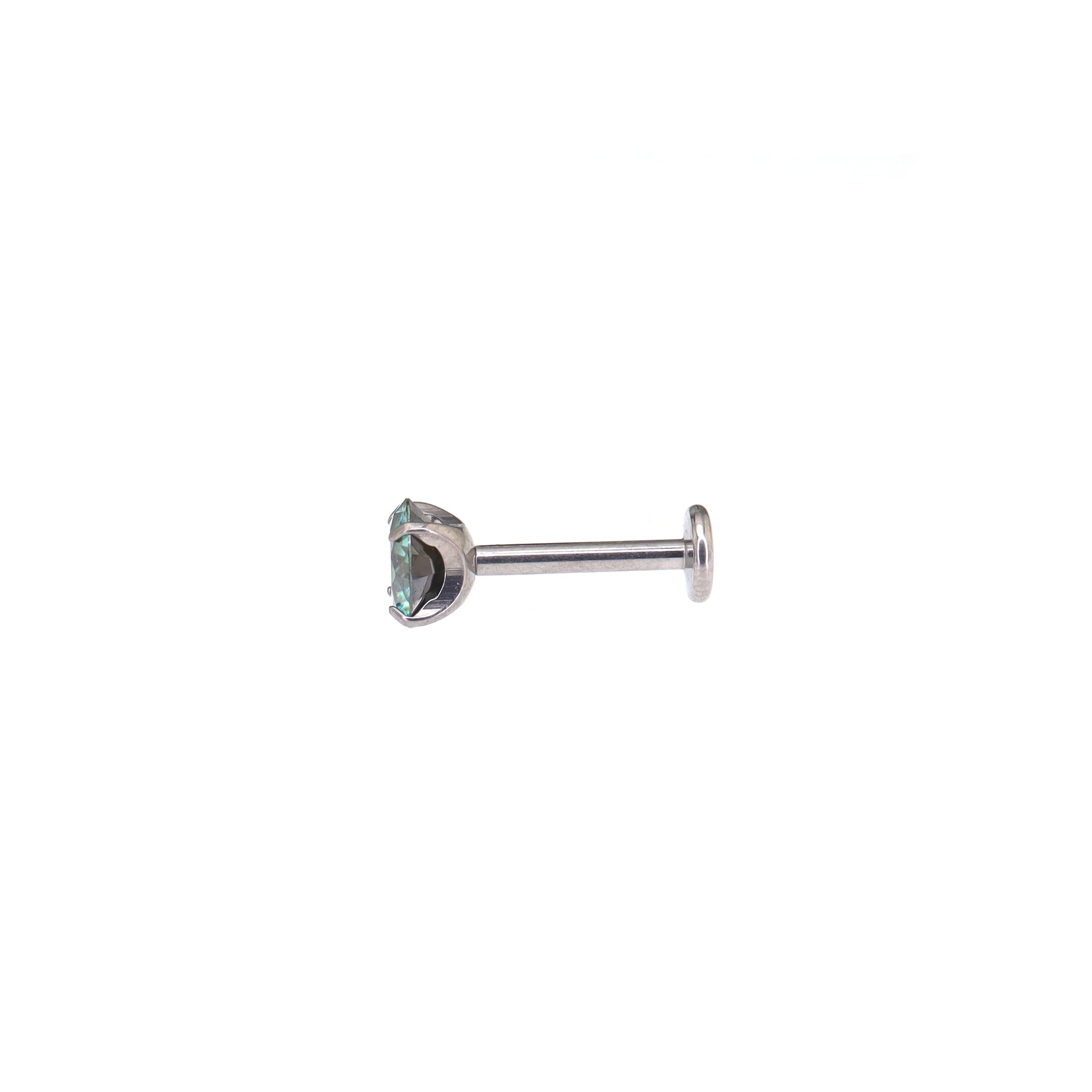 High Shine Green Moissanite Internally Threaded Titanium Stud