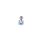 High Shine Blue Moissanite Internally Threaded Titanium Stud