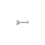 High Shine Blue Moissanite Internally Threaded Titanium Stud