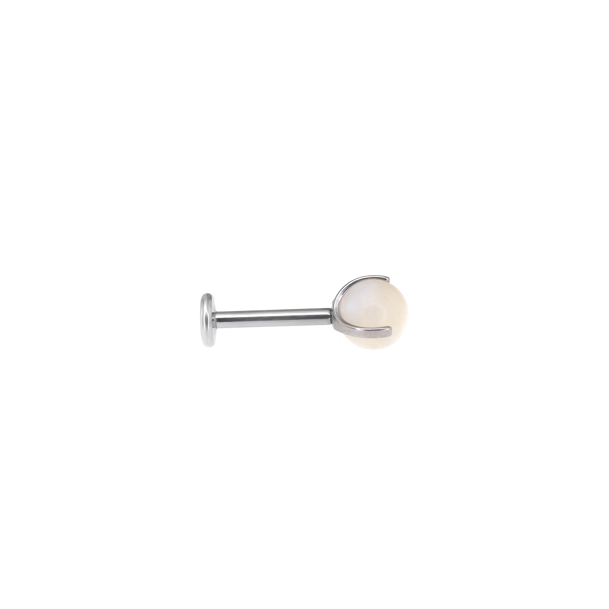Claw-Set White Mother-of-Pearl Internally Threaded Titanium Studs