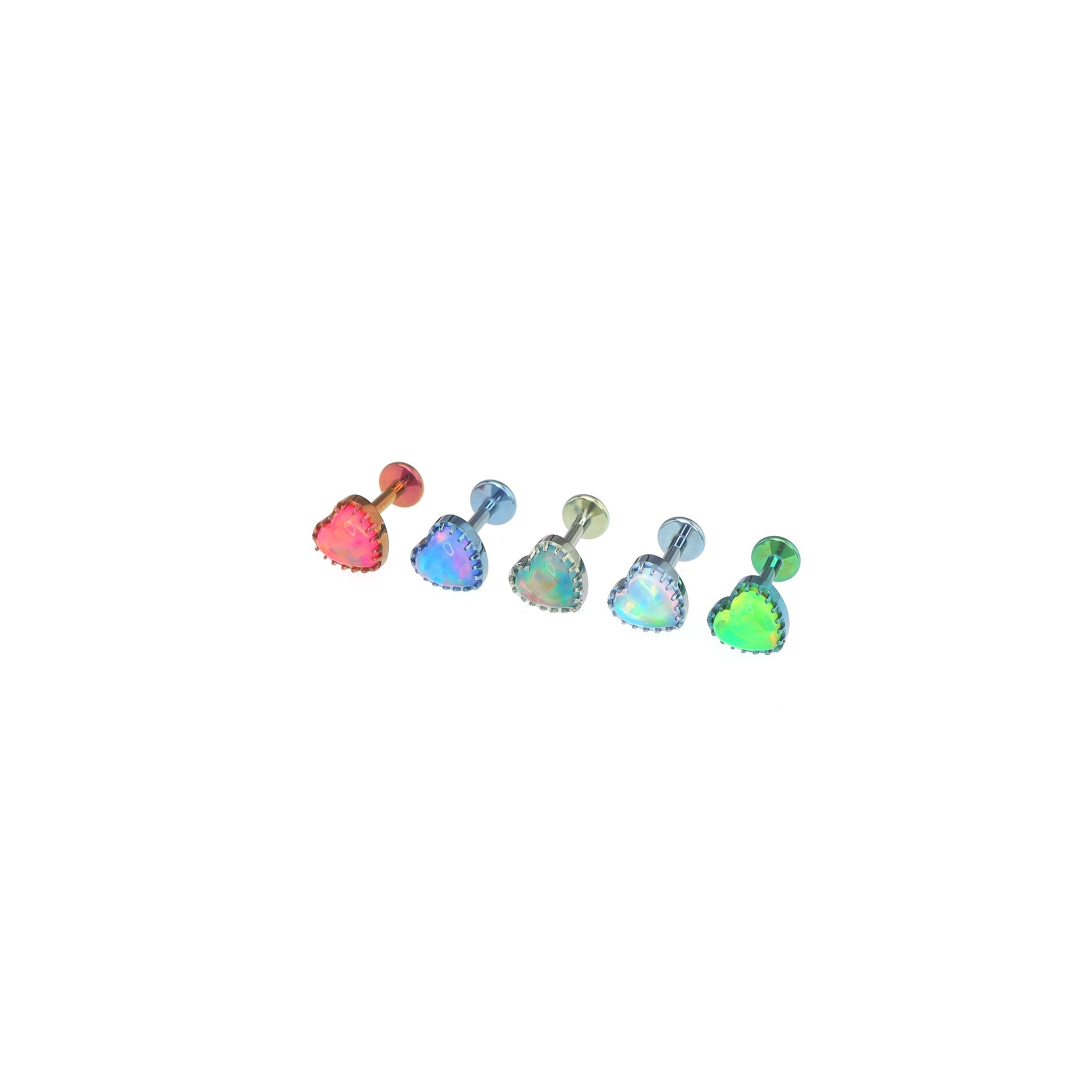 Bezel Heart Jelly Opal Internally Threaded Titanium Studs