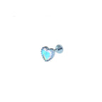 Bezel Heart Jelly Opal Internally Threaded Titanium Studs