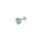 Bezel Heart Jelly Opal Internally Threaded Titanium Studs