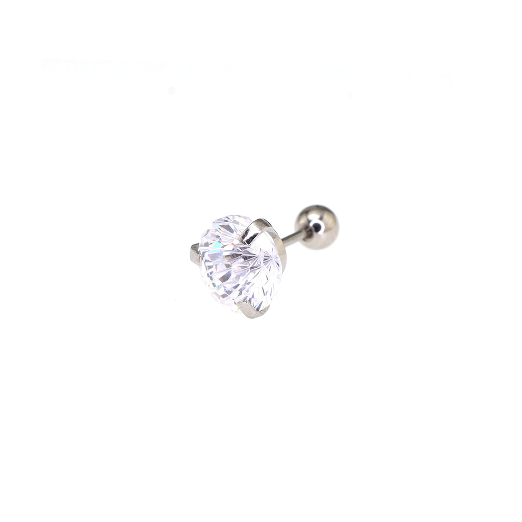 8mm Externally Threaded Firework-Cut CZ Stainless Steel Ear Studs
